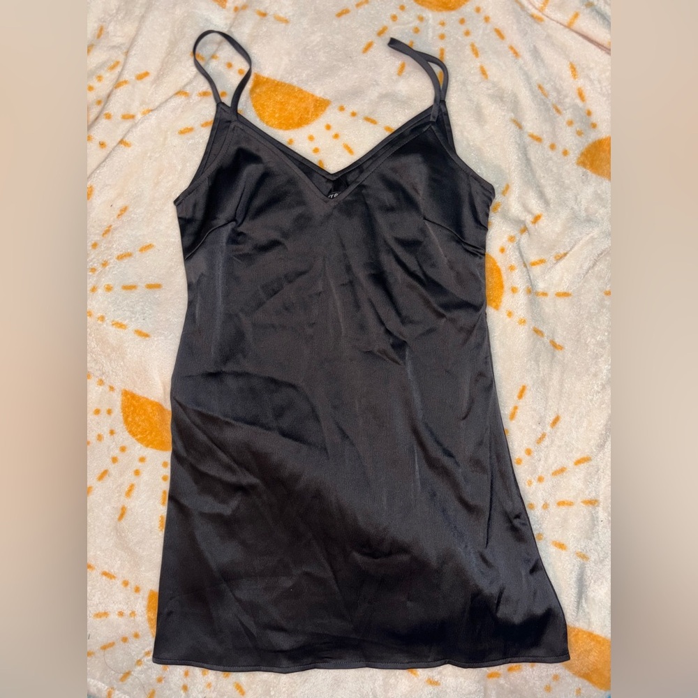 Elegant Black Satin Slip Dress